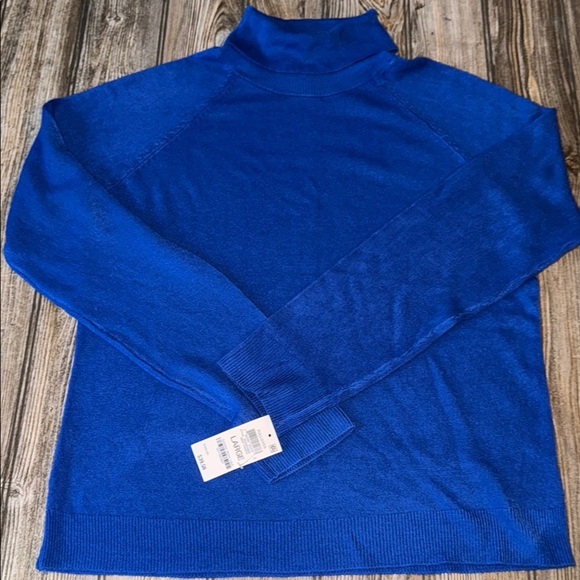 Karen Scott Sweater royal blue large NEW turtleneck soft pullover - Picture 1 of 4